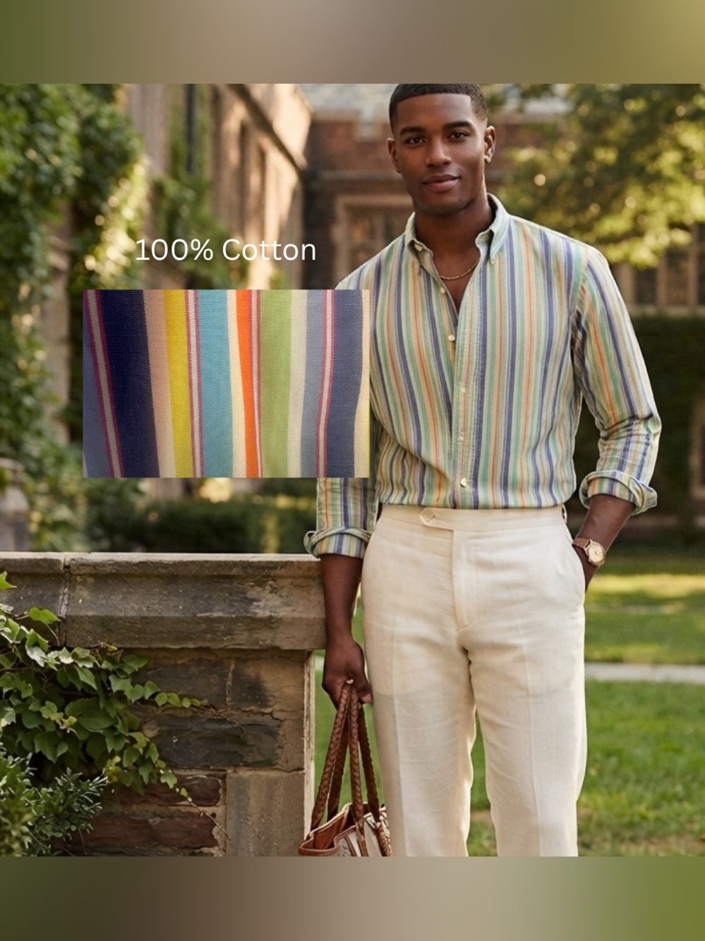 Ralph Lauren Striped Button Down Shirt Size 18 XXL 100% Cotton Multi-Color